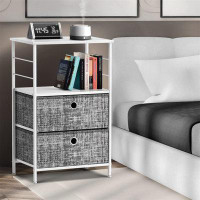 Latitude Run® Versatile Grey/Black Nightstand Dresser - Modern Bedroom Storage Solution With 2 Drawers