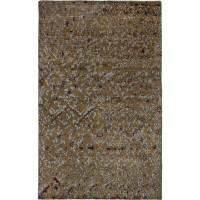 Isabelline One-of-a-Kind Quintilla Hand-Knotted 2010s Ushak Gray 4'10" x 7'10" Viscose Area Rug