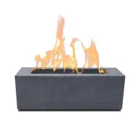 Kante Kante Rectangular Portable Concrete Tabletop Fire Pit with Metal Extinguisher