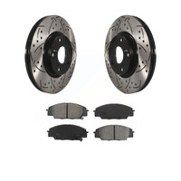 Front Coated Slotted Drilled Disc Rotors and Semi-Metallic Brake Pads Kit by Transit Auto KDS-100061