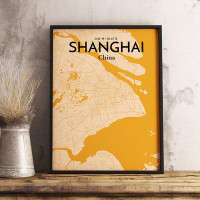 Wrought Studio 'Shanghai City Map' Graphic Art Print Poster in Vintage
