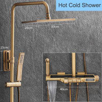 My Lux Decor Antique Piano Digital Shower Set With Waterfall Shower Head Sprinkler Brass Bathroom Mixer Faucets Thermost