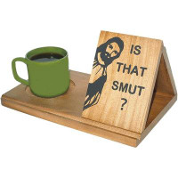 Alcott Hill Christian Book Shelf Humour Peeking Jesus Book Stand For Reading Wooden Book Rest Small Bookshelf With Cup H
