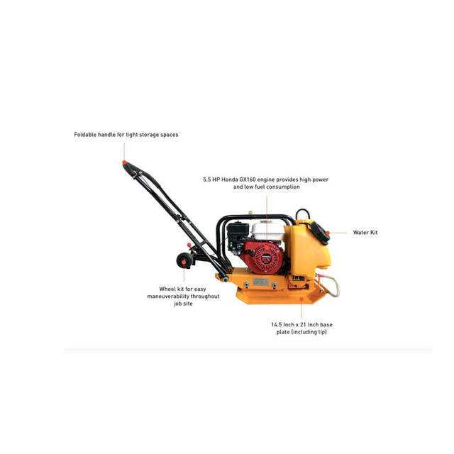 HOC HC-60 14 COMMERCIAL HONDA GX160 PLATE COMPACTOR + WHEEL KIT + WATER + FREE SHIPPING + 2 YEAR WARRANTY in Power Tools - Image 2