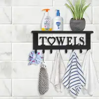 Wildon Home® Towel Rack with Metal Shelf for Bathroom Wall Mounted Towel Holder with Hooks