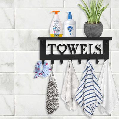 Wildon Home® Towel Rack with Metal Shelf for Bathroom Wall Mounted Towel Holder with Hooks in Other