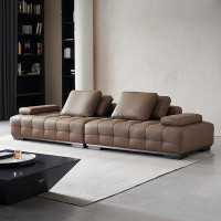 Fortuna Femme 118.11" Coffee Genuine Leather Modular Sofa cushion couch