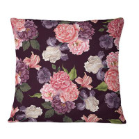 East Urban Home Beige And Purple Vintage Flowers IV - Traditional Printed Throw Pillow