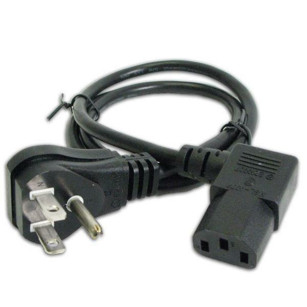 3 ft. Grounded Power Cord - 10A - 125V - 18Ga - Right Angle Plug on Both Ends - Black in Cables & Connectors
