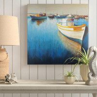 Made in Canada - Highland Dunes 'Fishing Boat at the Marina' Oil Painting Print on Wrapped Canvas