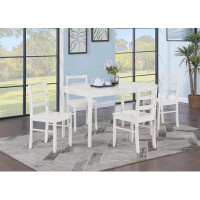 Wildon Home® 5-Piece Gray Finish Extendable Wood Dining Set with Upholstered Seat Cushion