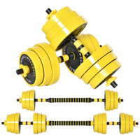 55LBS DUMBBELL &amp; BARBELL, WEIGHTS ADJUSTABLE SET PLATE BAR CLAMP ROD HOME GYM SPORTS AREA EXERCISE ERGONOMIC