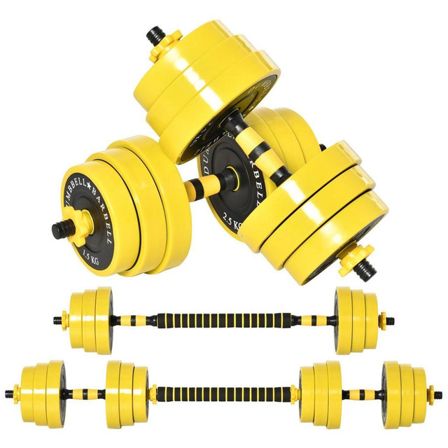 55LBS DUMBBELL &amp; BARBELL, WEIGHTS ADJUSTABLE SET PLATE BAR CLAMP ROD HOME GYM SPORTS AREA EXERCISE ERGONOMIC in Exercise Equipment