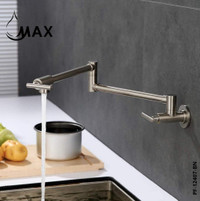Wall Mounted Pot Filler Faucet Double Handle Commercial 26 With Accessories Brushed Nickel Finish