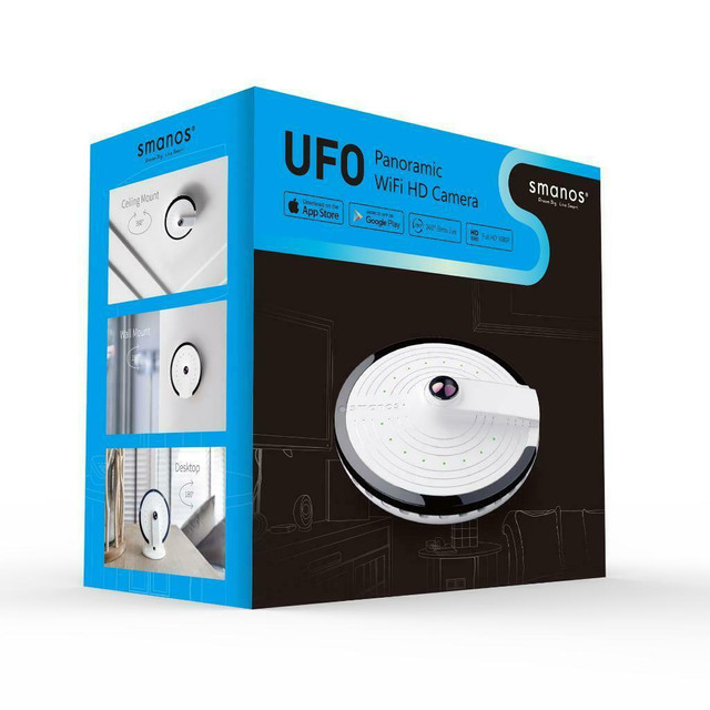 Panoramic HD Surveillance Wi-Fi Camera UFO PT-180H SMANOS - BRAND NEW ! -  WE SHIP EVERYWHERE  IN CANADA ! - BESTCOST.CA in Cameras & Camcorders