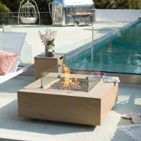 Elementi 15" H x 40" W Concrete Outdoor Fire Pit Table with Lid