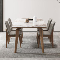 Fit and Touch 4 - Person Picture colour Rectangular Sintered Stone tabletop Dining Table Set