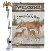 Breeze Decor Neck Of The Woods - Impressions Decorative Aluminum Pole & Bracket House Flag Set HS110106-BO-02