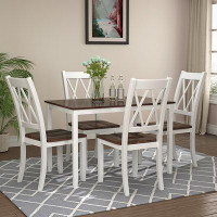 Gracie Oaks 5-Piece Dining Table Set Home Kitchen Table And Chairs Wood Dining Set
