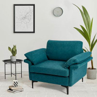 Wrought Studio Wrought Studio™ Modern Fabric Accent Armchair Upholstered Single Sofa w/ Metal Legs