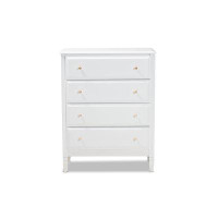 House of Hampton Lefancy Kameria Classic and Transitional White Finished Wood 4-Drawer Bedroom Chest