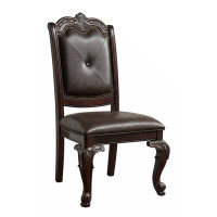 Canora Grey Beautiful Hand Carved Formal Traditional Dining Side Chair With Faux Leather Upholstered Padded Seat And Bac