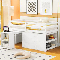 Harriet Bee Twin Size Loft Bed With Retractable Writing Desk And 3 Drawers