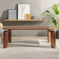 PULOSK 62.99" Brown Solid Wood Oval Dining Table