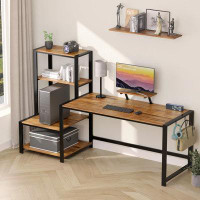 17 Stories Computer Desk 68.8 Inch With Storage Printer Shelf Reversible Home Office Desk Large Study Writing Table With