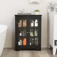Rebrilliant Red Barrel Studio® Bathroom Floor Cabinet Display Storage Cabinet With Adjustable Shelves White