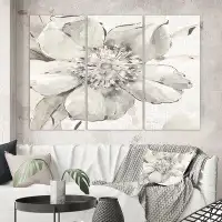 East Urban Home Farmhouse 'Indigold Gray Peonies III' Painting Multi-Piece Image on Canvas