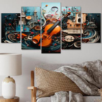 Winston Porter Surreal Symphony - Abstract Collages Wall Art Living Room - 5 Panels