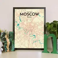 Wrought Studio 'Moscow City Map' Graphic Art Print Poster in Tricolor