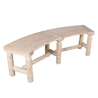 Arlmont & Co. Outdoor Wooden Curved Backless Porch Bench for Garden and Backyard