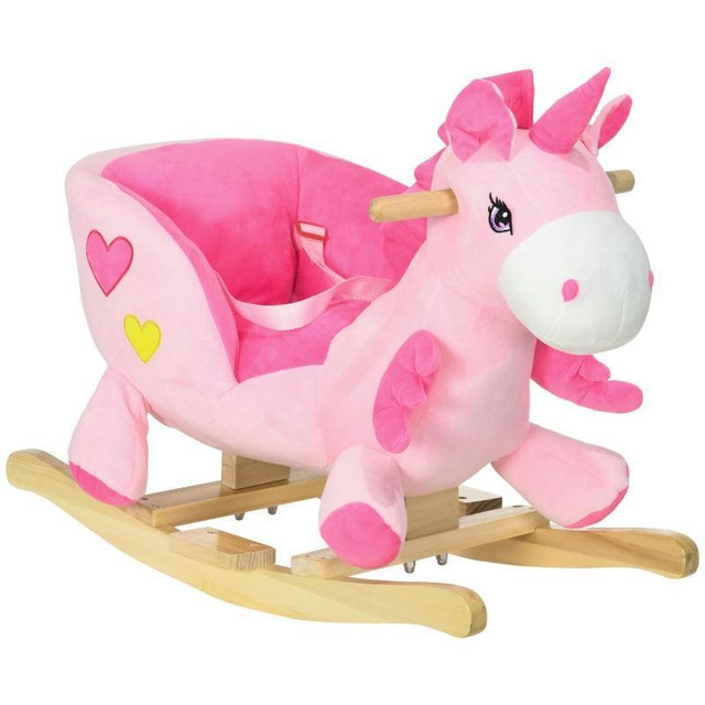 BABY ROCKING HORSE RIDE ON UNICORN WITH SONGS, TODDLER ROCKER TOY WITH WOODEN BASE SEAT SAFETY BELT FOR 1.5-3 YEAR OLD, in Toys & Games - Image 4