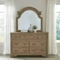 Liberty Furniture Magnolia Manor 7 Drawer 64" W Double Dresser with Mirror