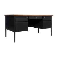 Flash Furniture Commercial Double Pedestal Desk With 5 Locking Drawers