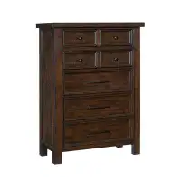 Wildon Home® Classic Bedroom Brown Finish 1Pc Chest Of Drawers Mango Veneer Wood Transitional Furniture