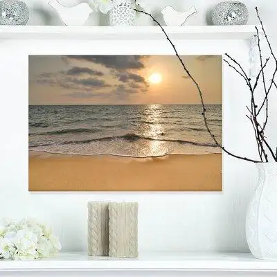 This 'Dark Tropical Sand Beach at Sunset' Photograph is printed using the highest quality fade resis...