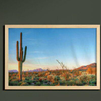 East Urban Home Ambesonne Cactus Wall Art With Frame, Photo Of Cacti Spikes Plant Flower In A Desert At The Sunset Lansd