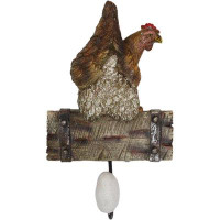Millwood Pines Rustic Country Farm Barn Chicken Hen Perched On Wood Plank Laying Egg Wall Hook