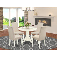 Winston Porter Terell 4 - Person Rubberwood Solid Wood Dining Set
