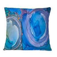 East Urban Home Purple Liquid Art Circles On Gold Infused Blue II - Modern Printed Throw Pillow