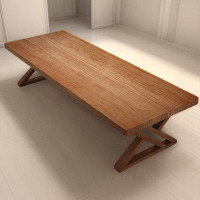 LORENZO Dark brown pine long rectangular dining table