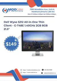 Dell Wyse 5212 All-in-One Thin Client - G-T48E 1.40GHz 2GB 8GB 21.5 Desktop Computer FOR SALE!!!