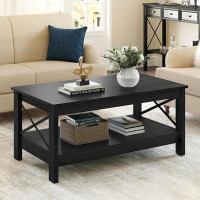 17 Stories 17 Stories Coffee Table With Storage For Living Room,Modern Industrial Coffee Tables With 2-Tier Thicker Legs