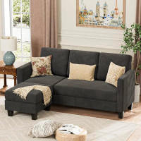Latitude Run® Convertible Sectional Small Sofa L-Shaped Couch Seat With Modern Linen Fabric, For Living Room
