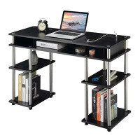 Inbox Zero Inbox Zero Designs2go 30" Tall No Tools Student Desk With Charging Station And Shelves, Black
