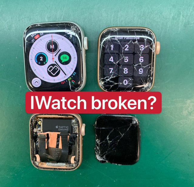 ( APPLE WATCH Screen + battery repair) iPhone+Samsung+iPad+Google Broken glass, LCD, battery charging port, back glass in Jewellery & Watches in Mississauga / Peel Region - Image 4