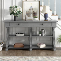 Darby Home Co Retro Console Table/Sideboard With Ample Storage, Open Shelves And Drawers For Entrance, Dinning Room, Liv